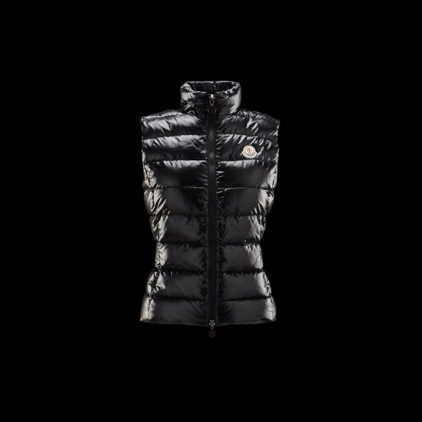 Moncler Nero Mock modo del collare caldo senza maniche Donna Gilet uscita